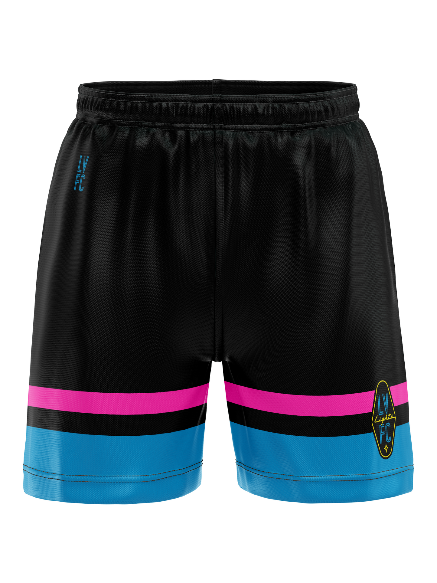 Las Vegas Lights FC Bench Clearers Crest Logo Black/Blue/Magenta Mesh Shorts