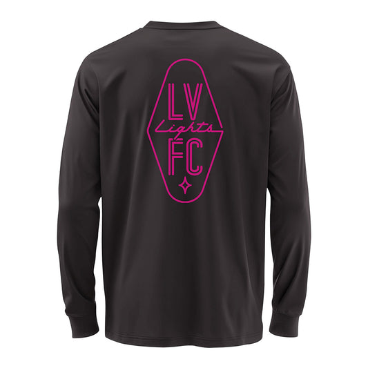 Las Vegas Lights FC 1863 FC Magenta Crest Logo Graphite Long Sleeve Cotton T-Shirt