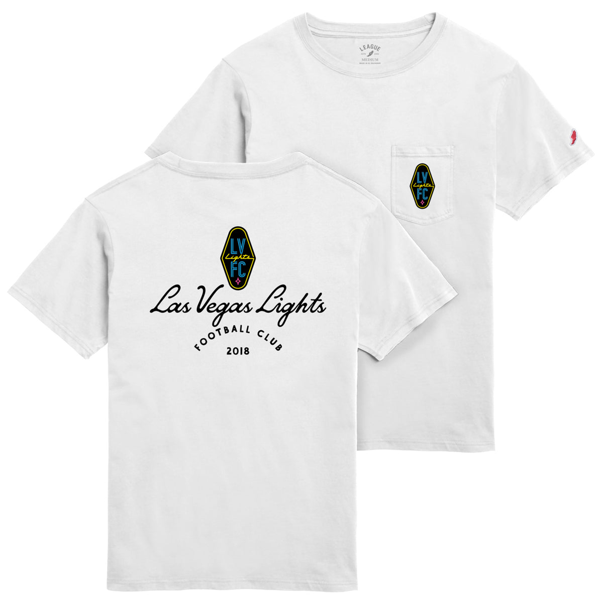 Las Vegas Lights FC League All-American Pocket White Cotton T-Shirt