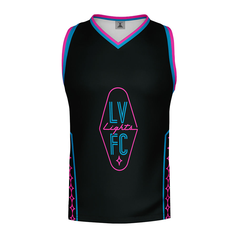 Las Vegas Lights FC Bench Clearers Crest Logo Black Midnight Neon Premier Tank