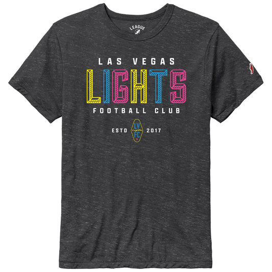 Las Vegas Lights FC League Lights Neon Victory Falls Black Tri-Blend T-Shirt