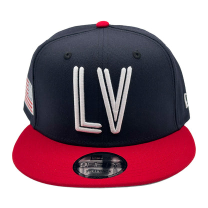 Las Vegas Lights FC New Era LV USA Flag Navy/Red 9FIFTY Snapback Cap