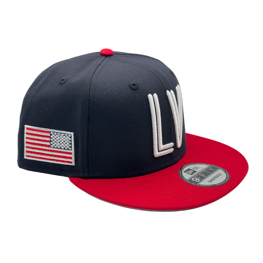 Las Vegas Lights FC New Era LV USA Flag Navy/Red 9FIFTY Snapback Cap