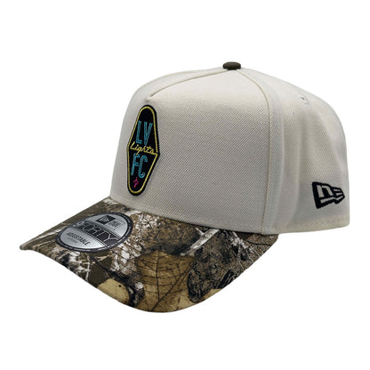 Las Vegas Lights FC New Era Crest Logo Chrome White/Realtree Camo 9FORTY A-Frame Snapback Cap