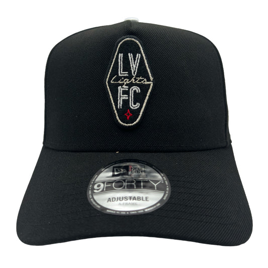 Las Vegas Lights FC New Era Metallic Silver Crest Logo Black 9FORTY A-Frame Snapback Cap