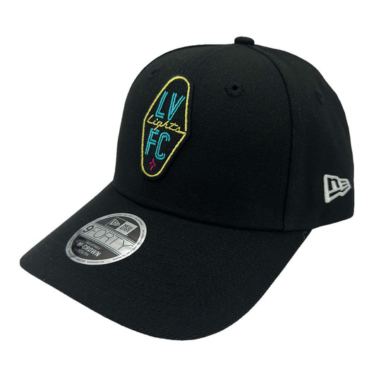 Kids' Las Vegas Lights FC New Era Crest Logo Black 9FORTY Mid Crown Snapback Cap