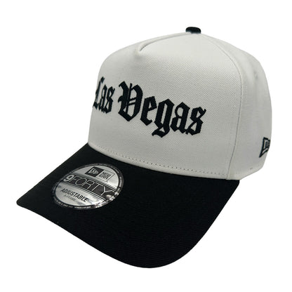 Las Vegas Lights FC New Era Las Vegas Gothic Text White/Black 9FORTY A-Frame Snapback Cap