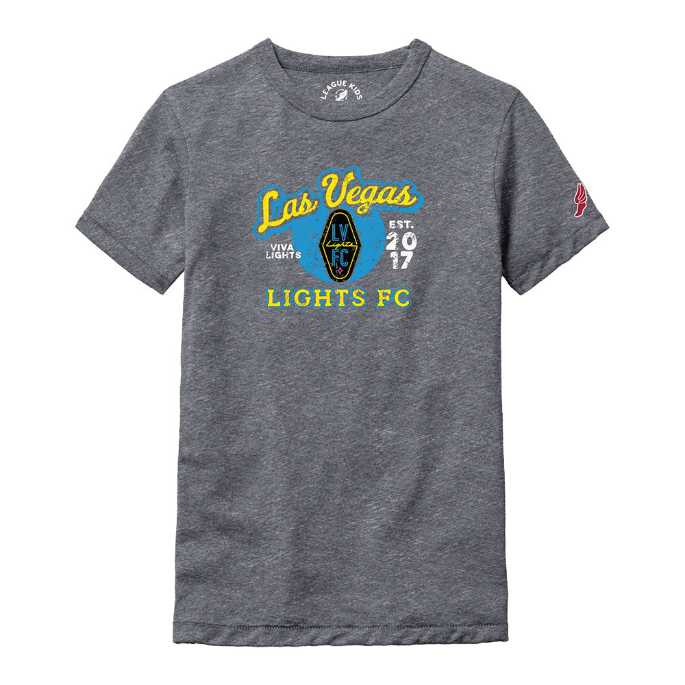 Kids' Las Vegas Lights FC League Las Vegas Est. 2017 Victory Falls Heather Gray Tri-Blend T-Shirt