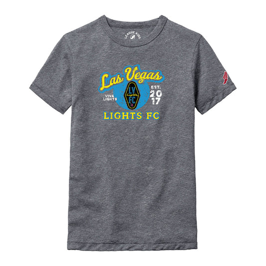 Kids' Las Vegas Lights FC League Las Vegas Est. 2017 Victory Falls Heather Gray Tri-Blend T-Shirt