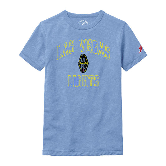 Kids' Las Vegas Lights FC League Outline Victory Falls Power Blue Tri-Blend T-Shirt