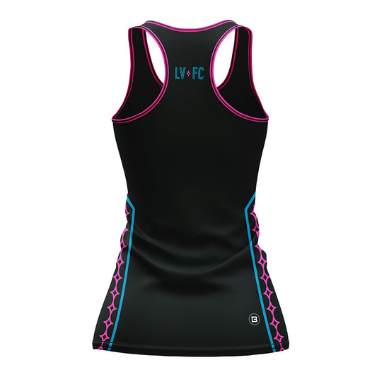 Women's Las Vegas Lights FC Bench Clearers Crest Logo Midnight Neon Black Racerback Premier Tank