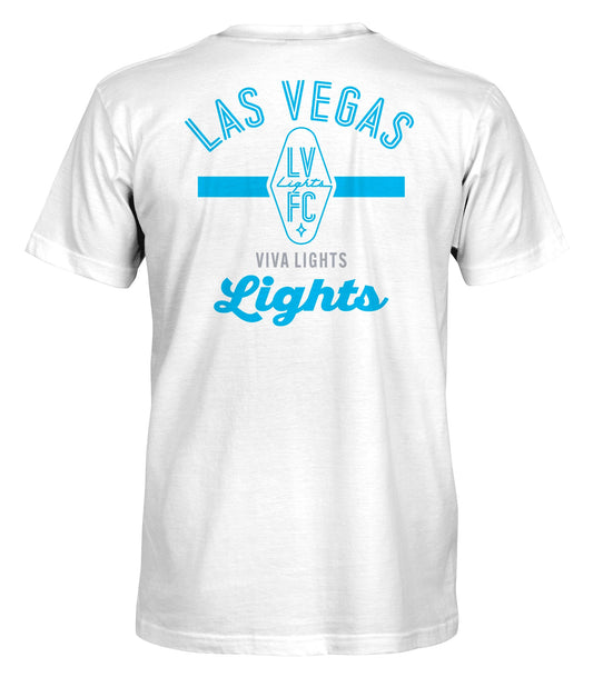 Las Vegas Lights FC 1863 FC Crest Logo Bar White Cotton T-Shirt