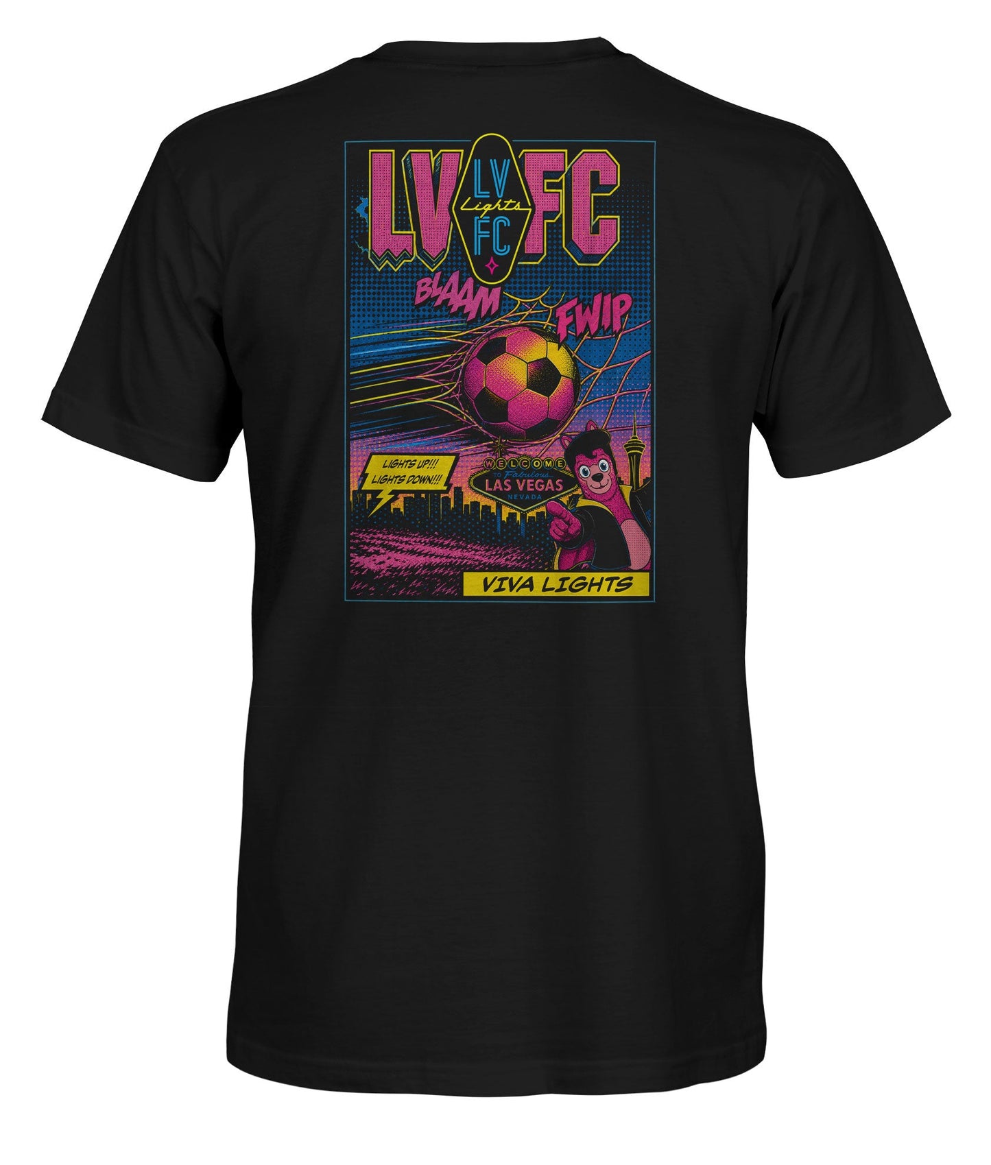 Las Vegas Lights FC 1863 FC Comic Book Viva Mascot Black Cotton T-Shirt