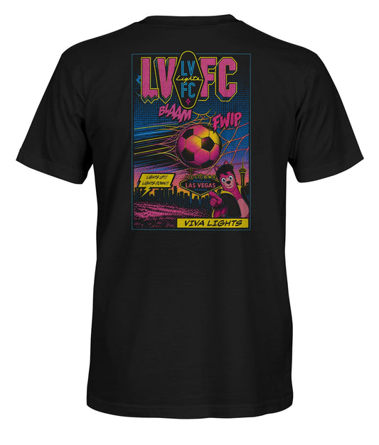 Las Vegas Lights FC 1863 FC Comic Book Viva Mascot Black Cotton T-Shirt