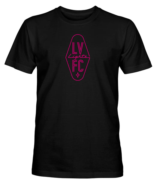 Las Vegas Lights FC 1863 FC Magenta Crest Logo Black Cotton T-Shirt