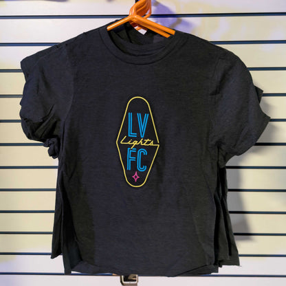 Kids' Las Vegas Lights FC District Crest Logo Black T-Shirt