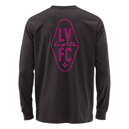 Las Vegas Lights FC 1863 FC Magenta Crest Logo Graphite Long Sleeve Cotton T-Shirt