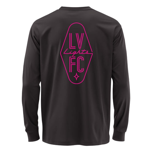 Las Vegas Lights FC 1863 FC Magenta Crest Logo Graphite Long Sleeve Cotton T-Shirt