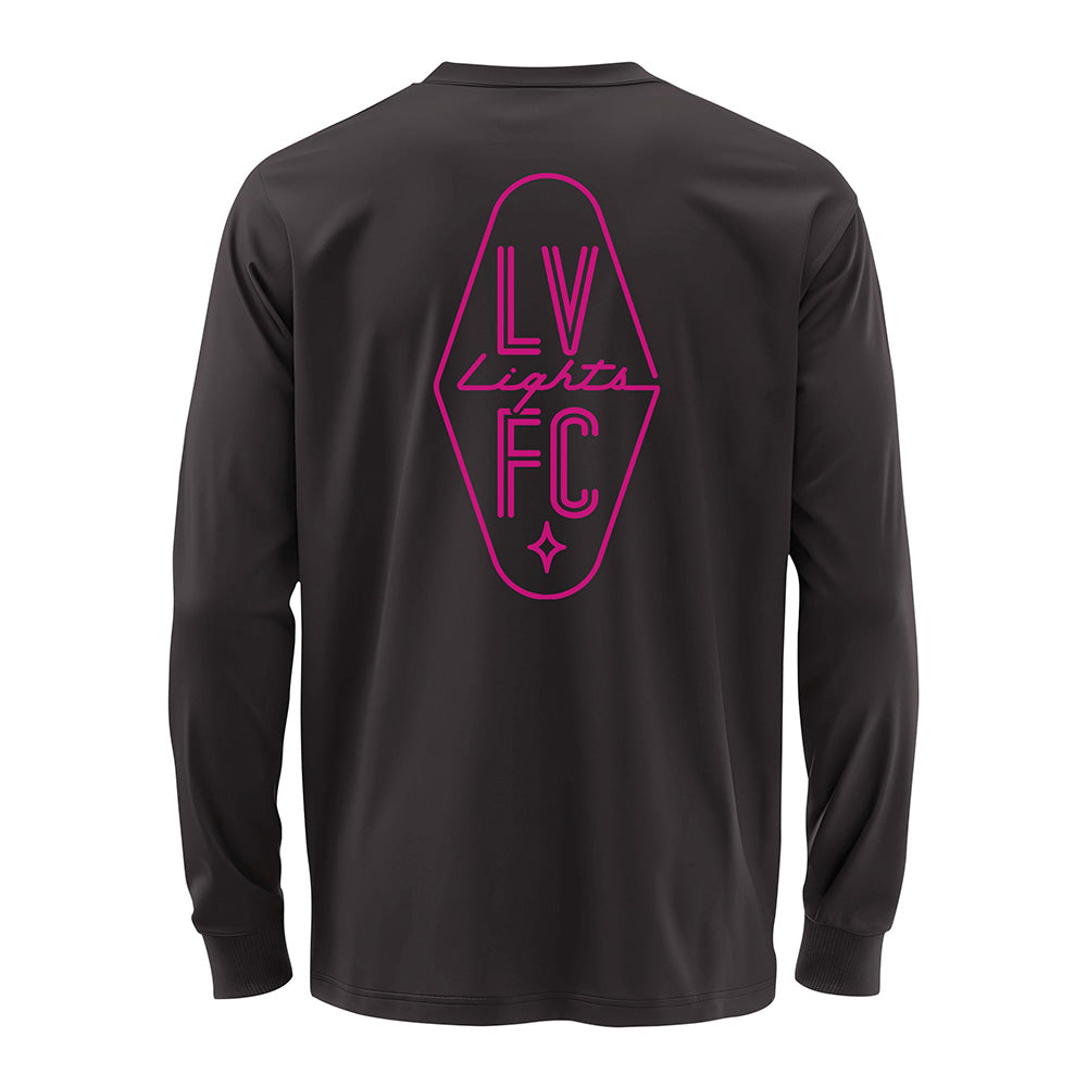 Las Vegas Lights FC 1863 FC Magenta Crest Logo Graphite Long Sleeve Cotton T-Shirt
