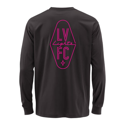 Las Vegas Lights FC 1863 FC Magenta Crest Logo Graphite Long Sleeve Cotton T-Shirt