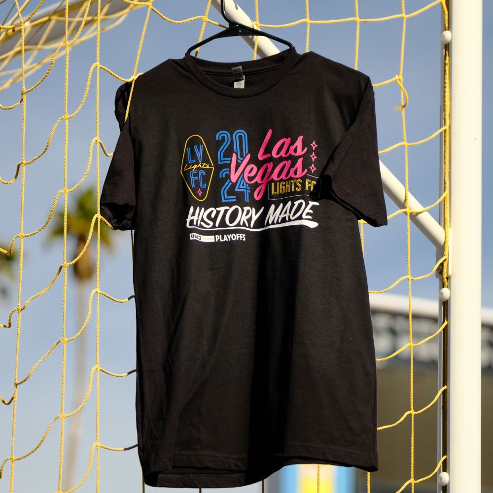 Las Vegas Lights FC 500 Level 2024 History Made Playoff T-Shirt