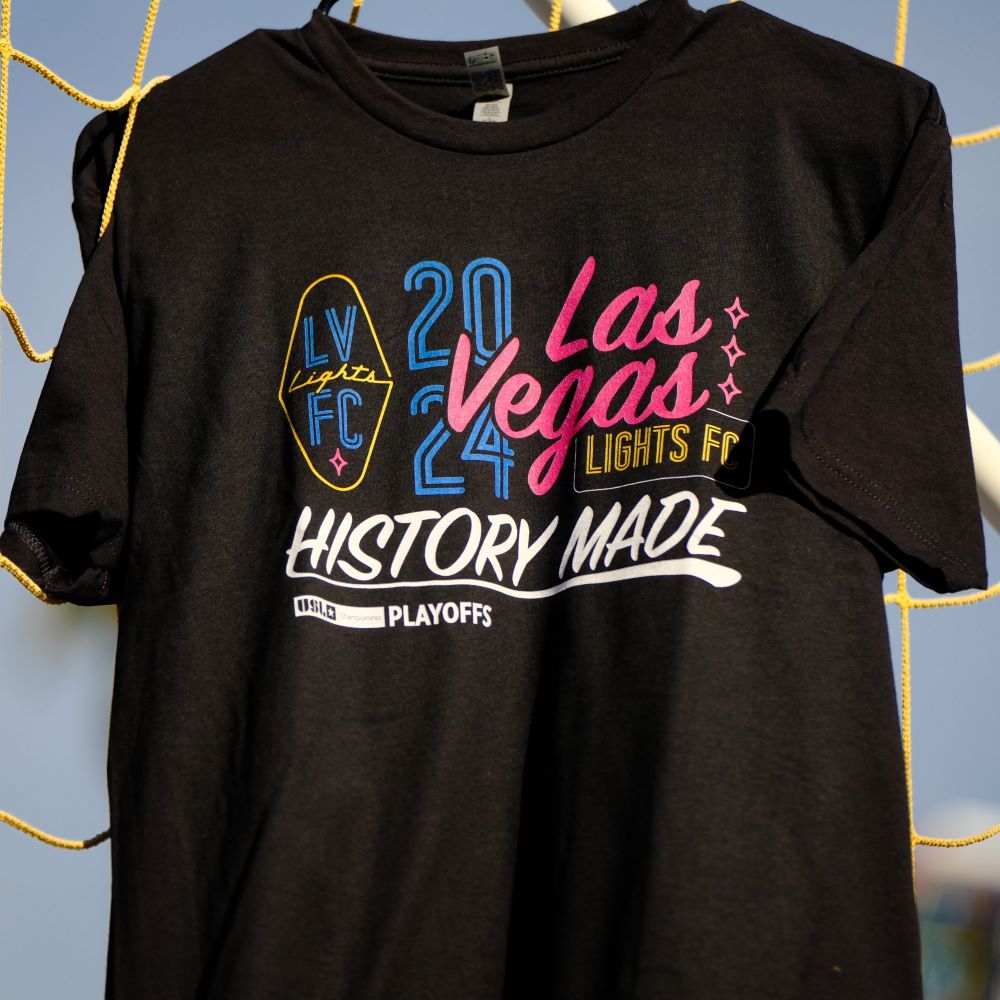 Las Vegas Lights FC 500 Level 2024 History Made Playoff T-Shirt
