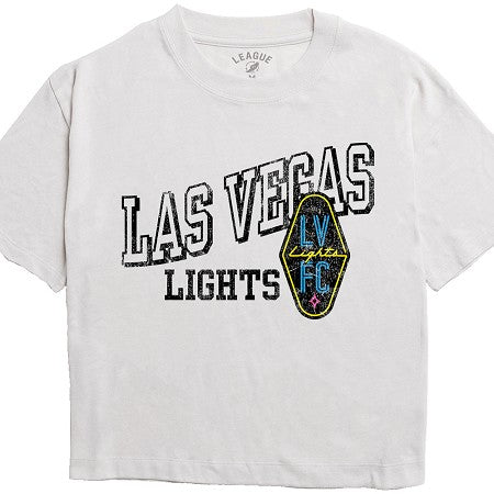 Women's Las Vegas Lights FC League Intramural Heather White Tri-Blend Crop T-shirt