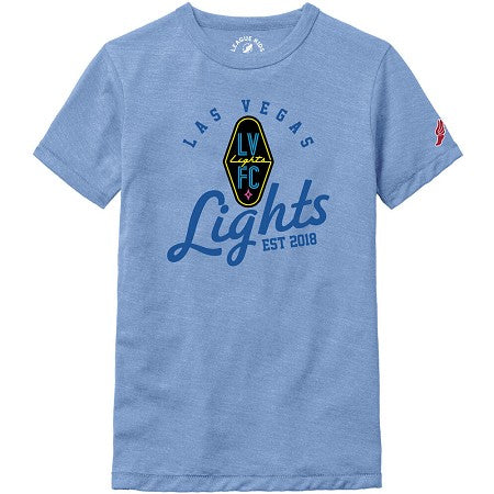 Kids' Las Vegas Lights FC League Victory Falls Power Blue Tri-Blend T-Shirt