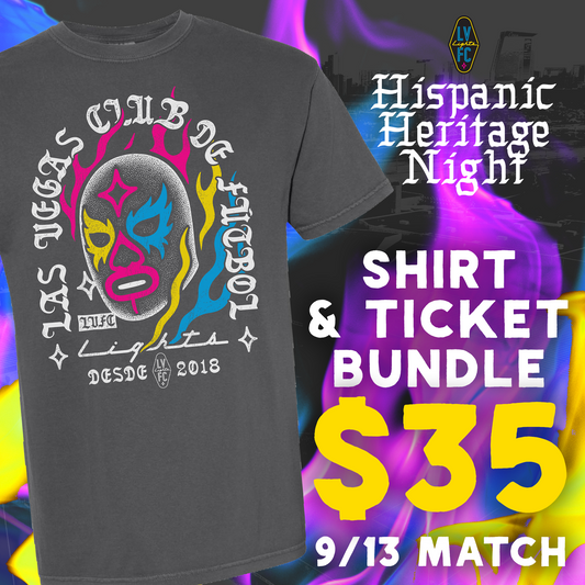 Las Vegas Lights FC Limited-Edition Luchador Tee Unisex - Ticket + Shirt Bundle