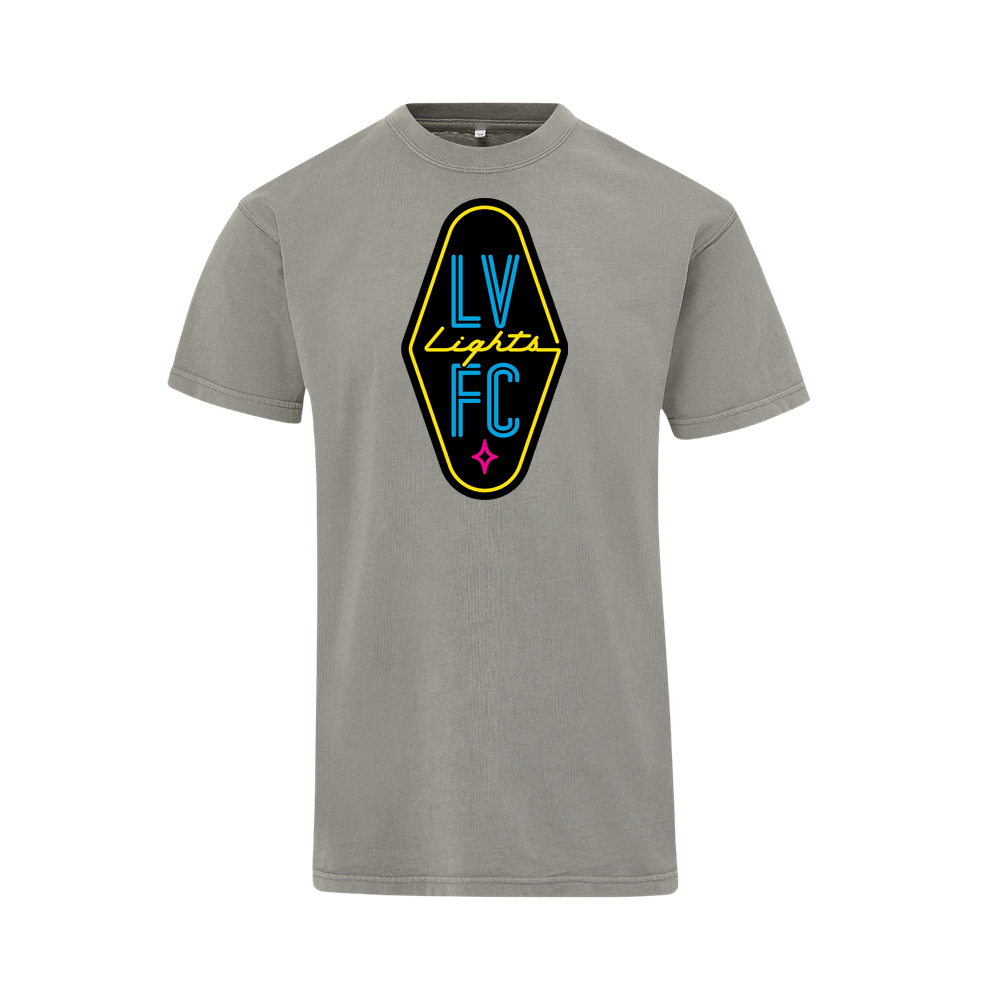 Las Vegas Lights FC MV Sport Crest Logo Gray Heavyweight Cotton T-Shirt