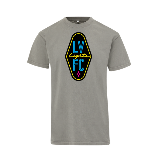 Las Vegas Lights FC MV Sport Crest Logo Gray Heavyweight Cotton T-Shirt