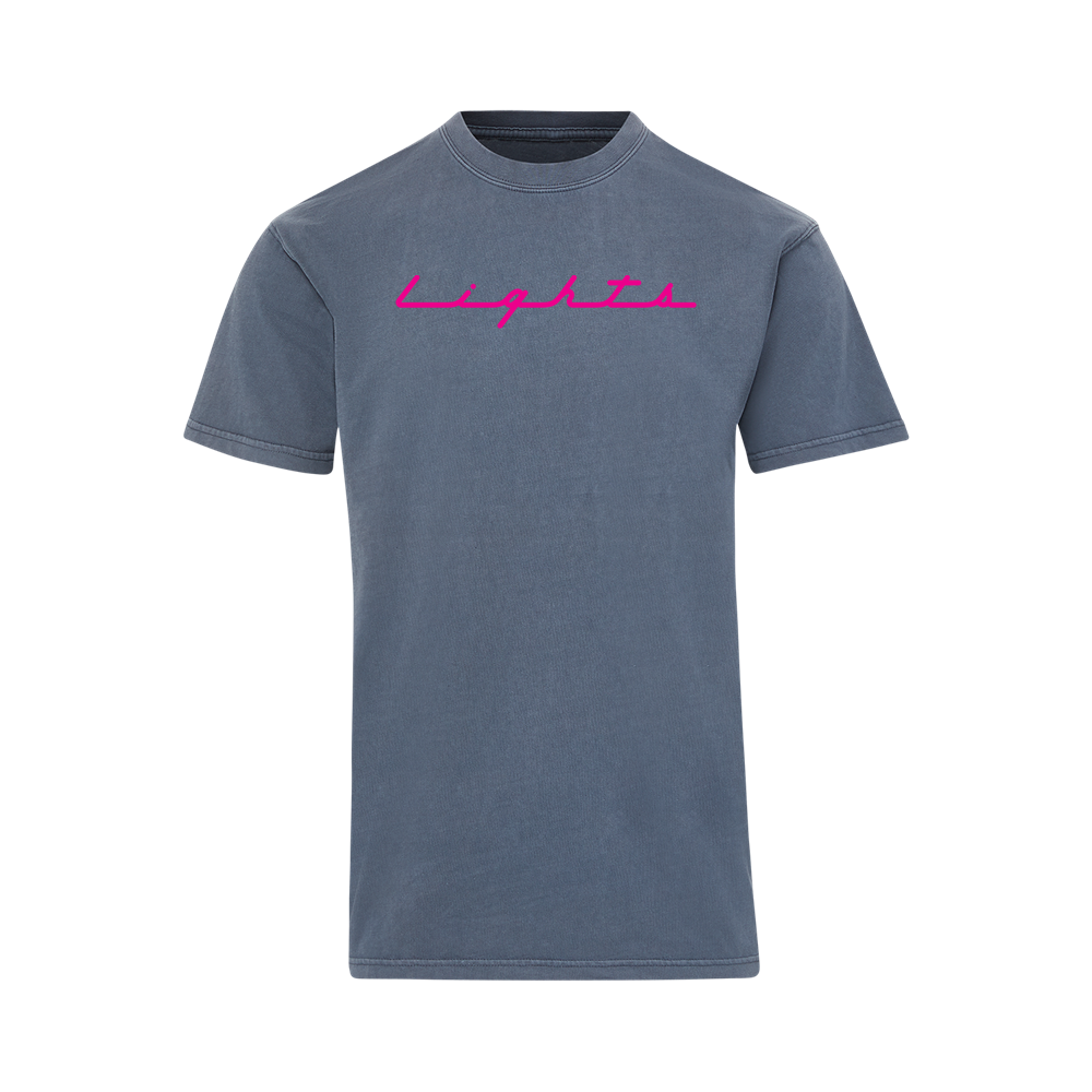 Las Vegas Lights FC MV Sport Lights Pink Script Navy Heavyweight Cotton T-Shirt