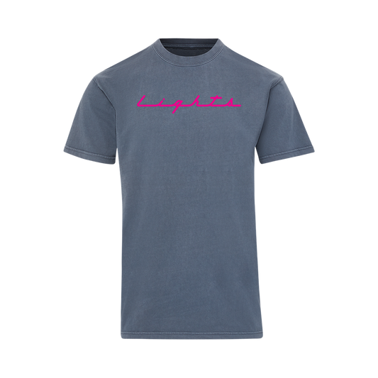 Las Vegas Lights FC MV Sport Lights Pink Script Navy Heavyweight Cotton T-Shirt