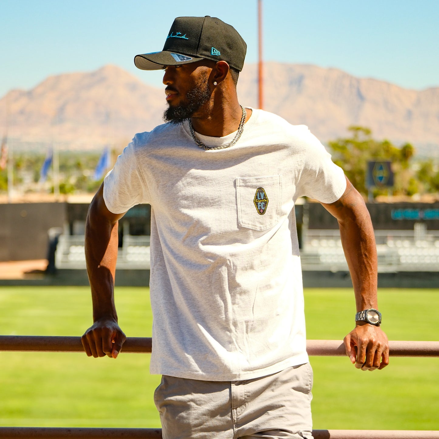 Las Vegas Lights FC League 91 All American Pocket Tee-Ash